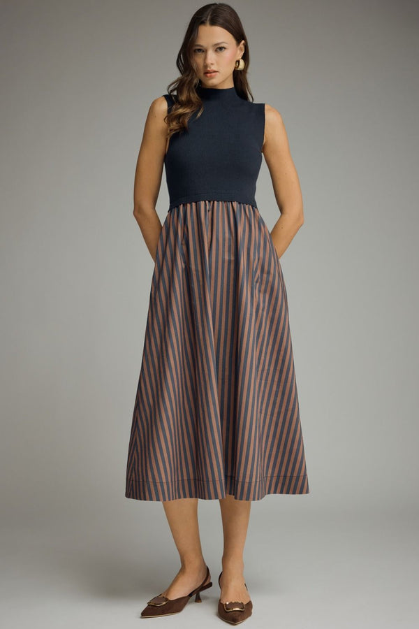 Mock Neck Sweater Midi Dress