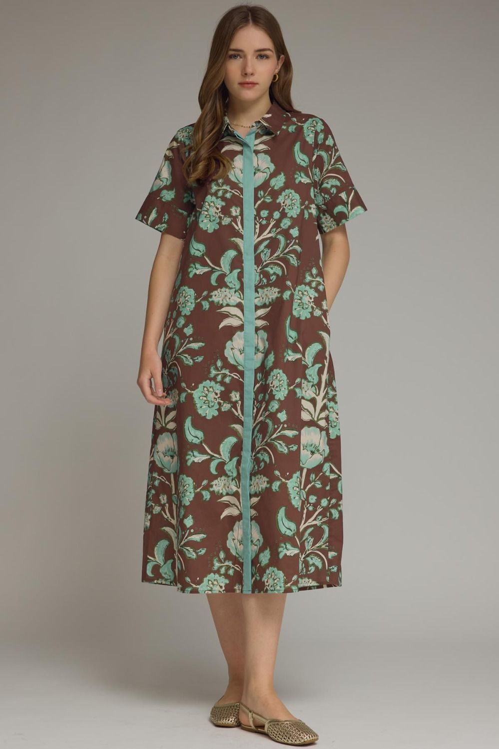 Chocolate & Turqouise Midi Dress
