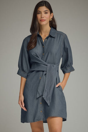 Denim Self Tie Mini Dress