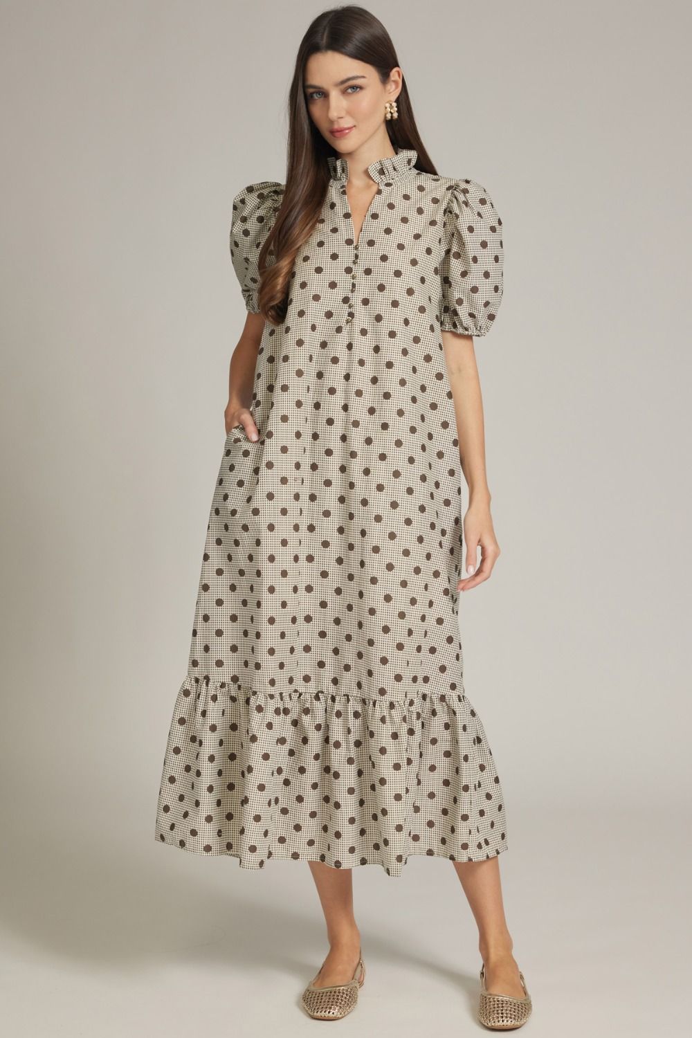 Polka Dot Gingham Midi Dress