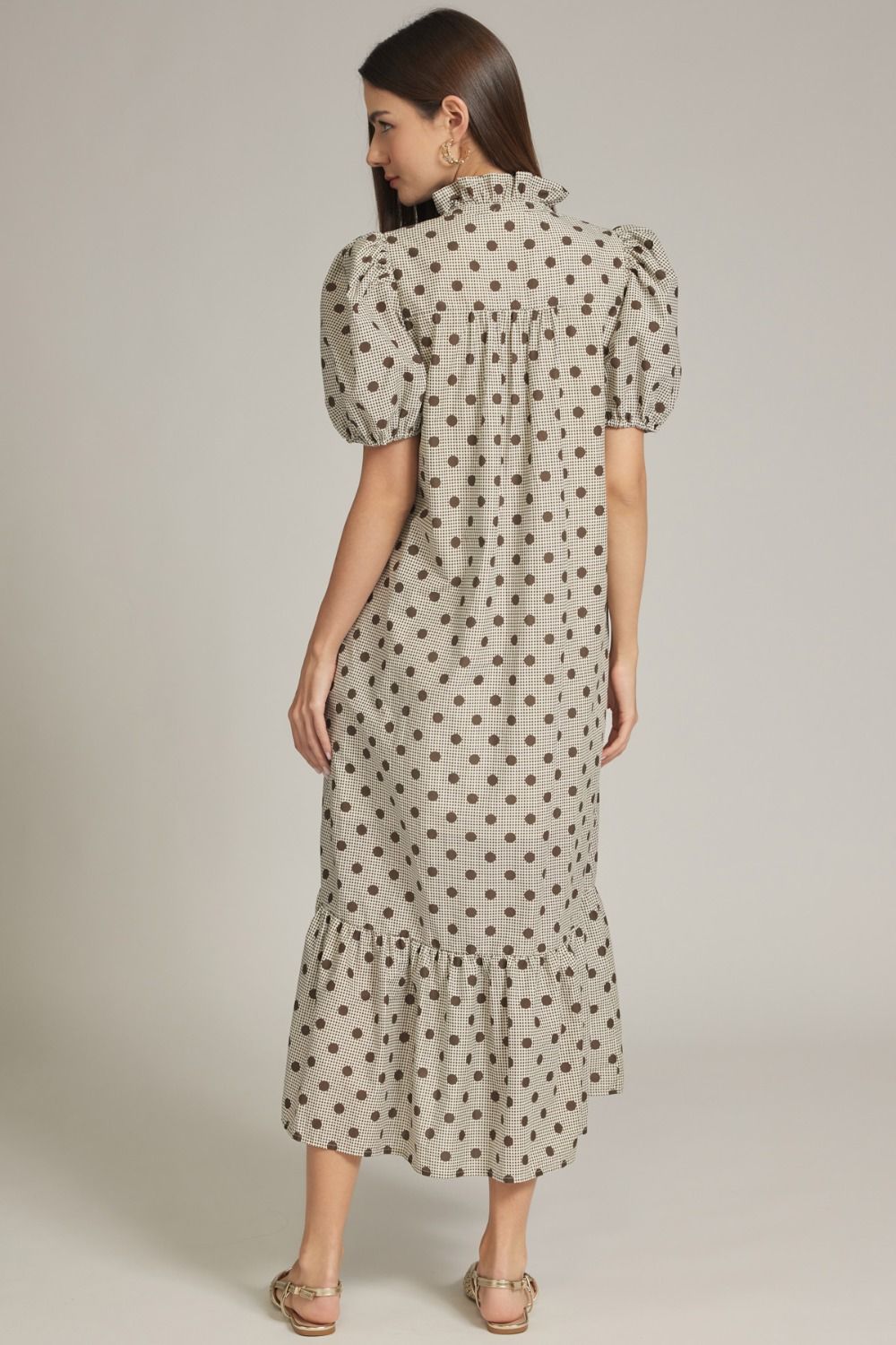 Polka Dot Gingham Midi Dress