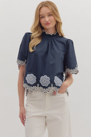 Scallop Flutter Sleeve Top