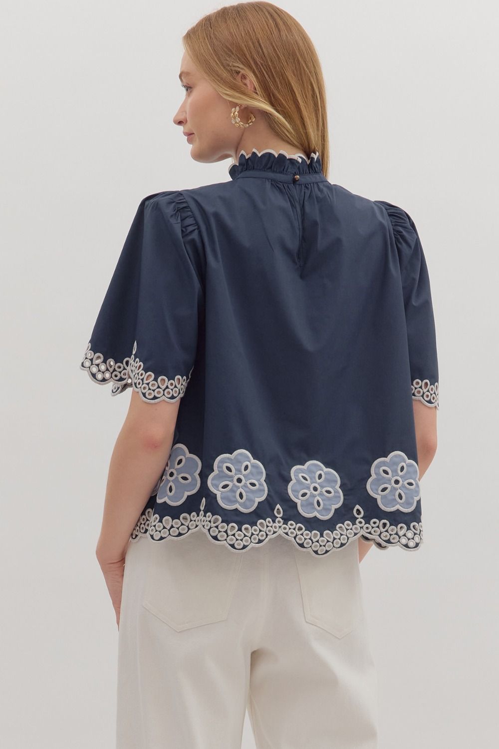 Scallop Flutter Sleeve Top