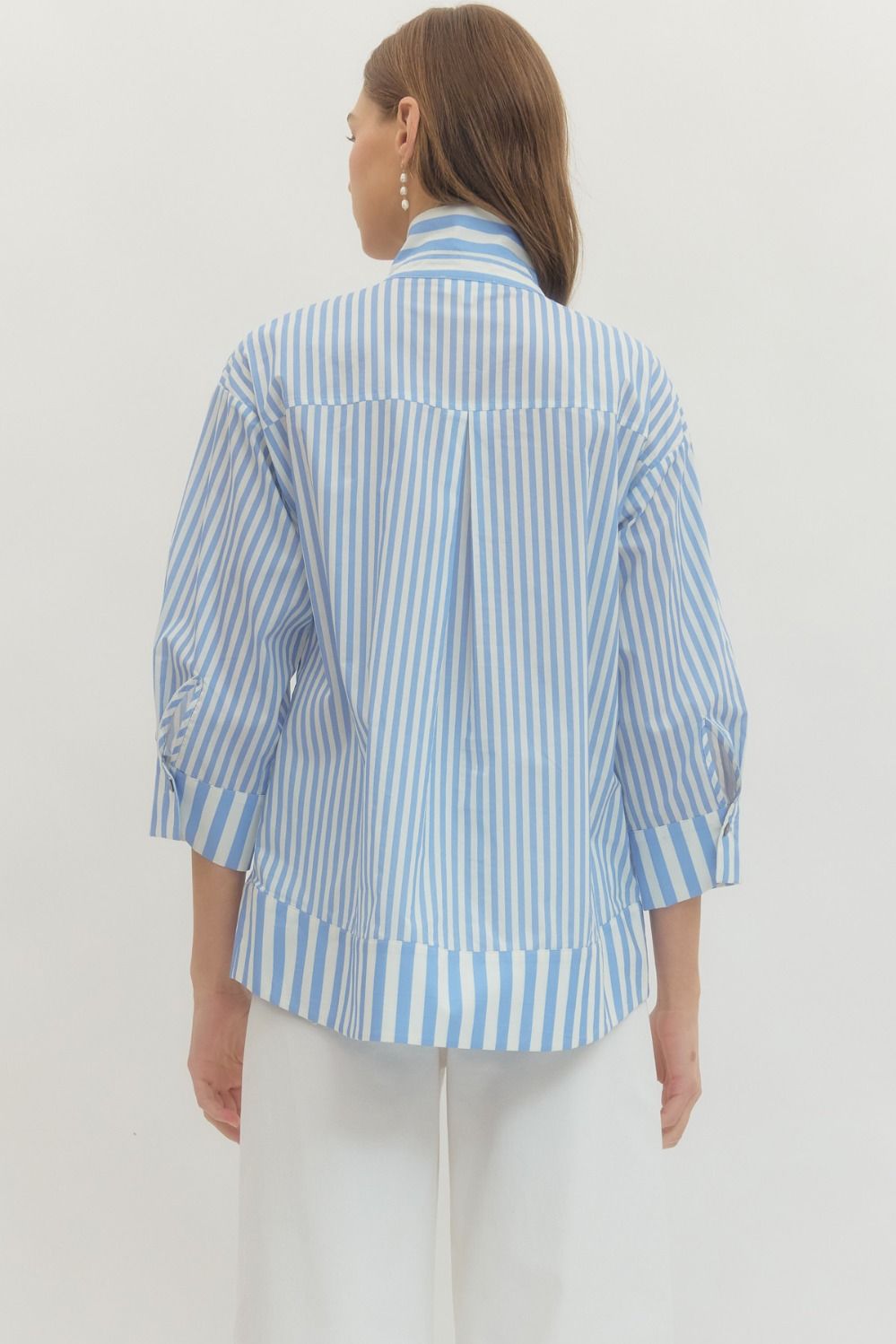 Stripe Print & Pearl Top