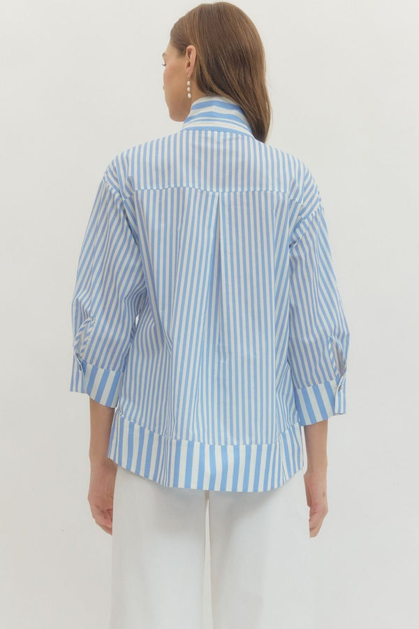 Stripe Print & Pearl Top