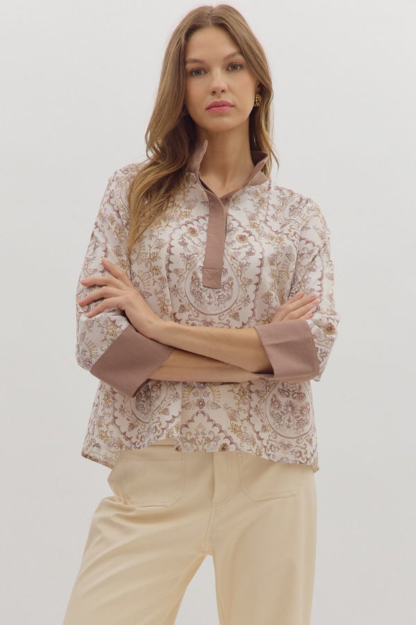 Paisley Print Sleeve Top