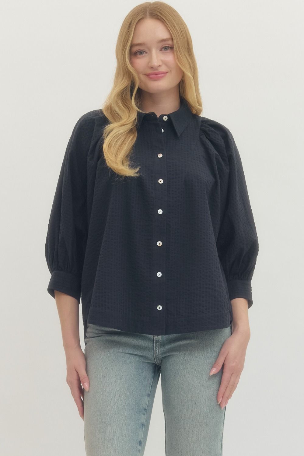 Seersucker Button Top
