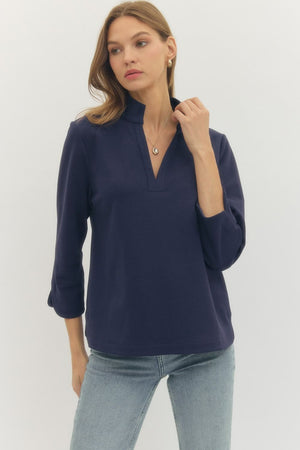 Solid Split Neck Top