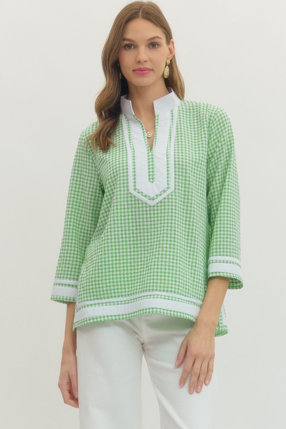 Gingham Sleeve Top