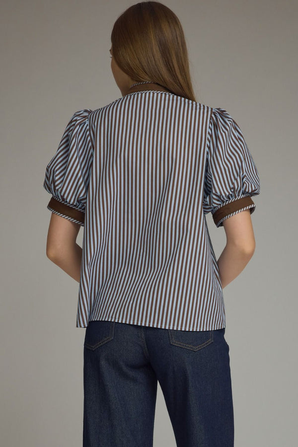 Stripe Puff Sleeve Top