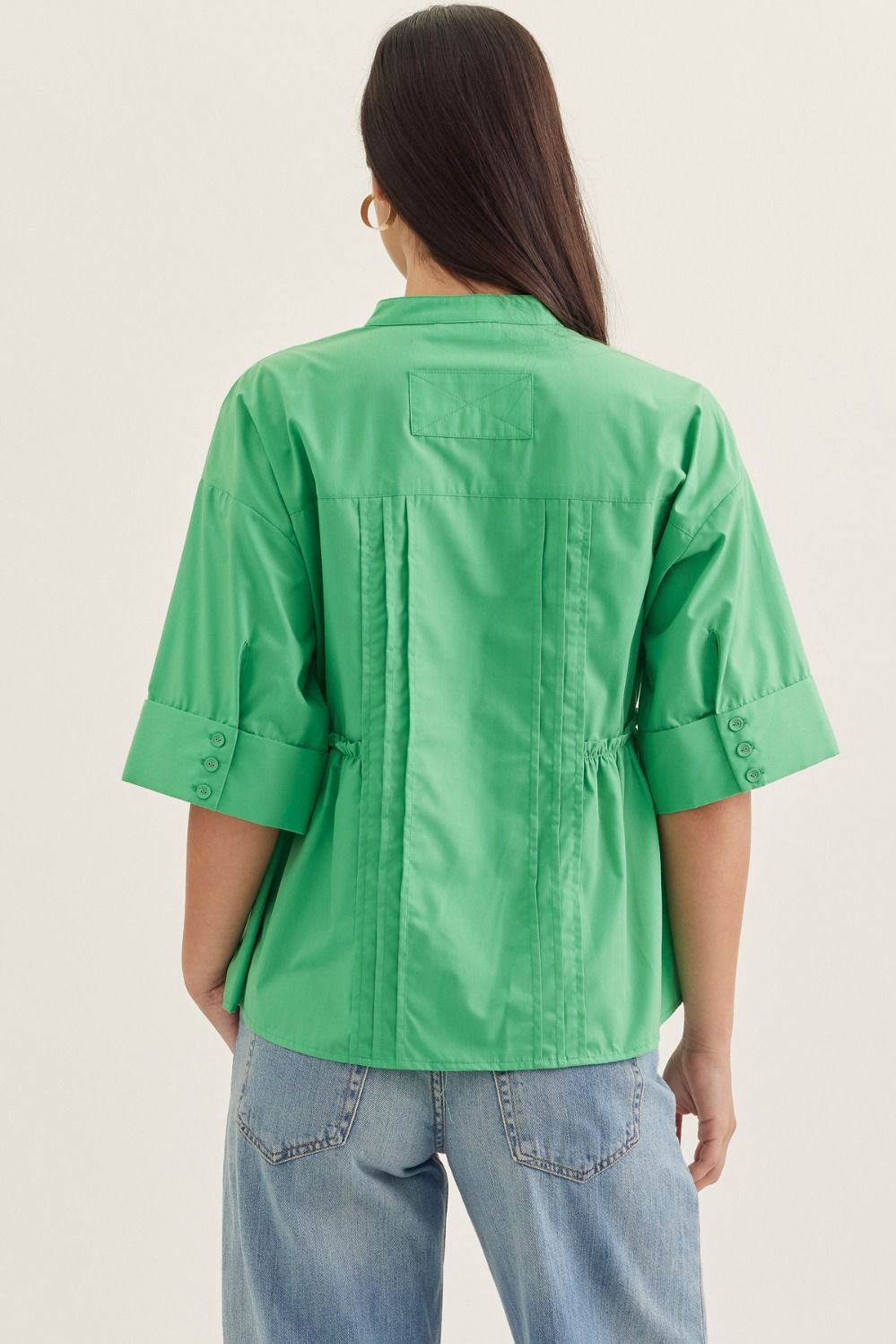 Cuffed & Pleated Top