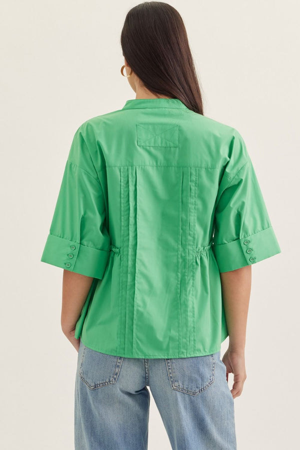 Cuffed & Pleated Top