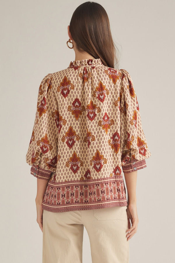 Paisley Puff Sleeve Top