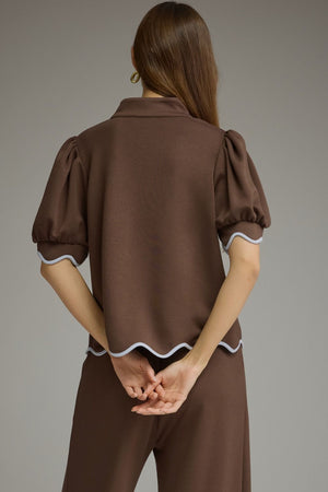 Brown Butterbal & Scallop Top