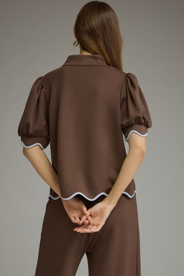 Brown Butterbal & Scallop Top
