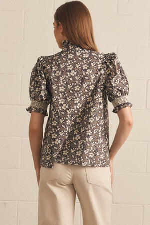 Floral Ruffle Mock Neck Top