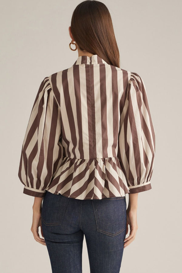 Stripe & Frog Button Blouse