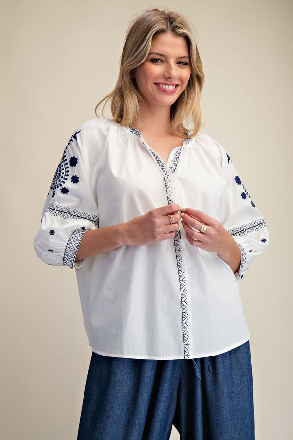 Embroidered Cotton Blouse