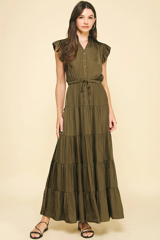 Satin Tiered Maxi Dress