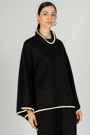 Butter Modal Contrast Cowl Neck Poncho Top