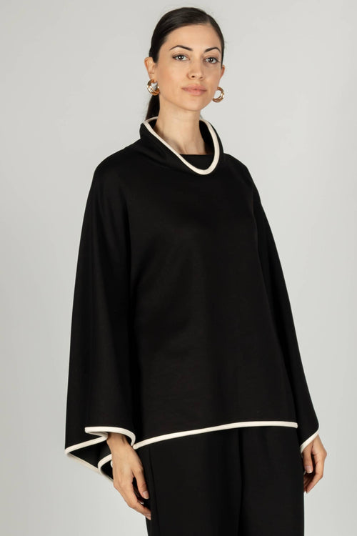 Butter Modal Contrast Cowl Neck Poncho Top