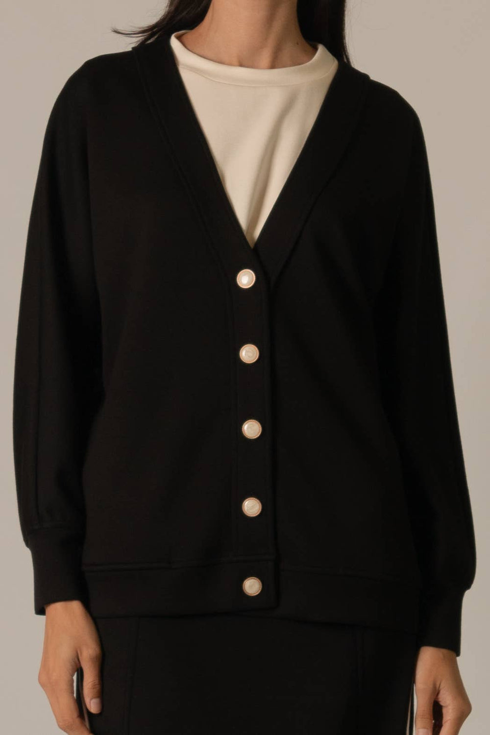 Butter Modal Novelty Pearl Button Cardigan
