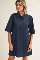 Solid Shift Mini Dress