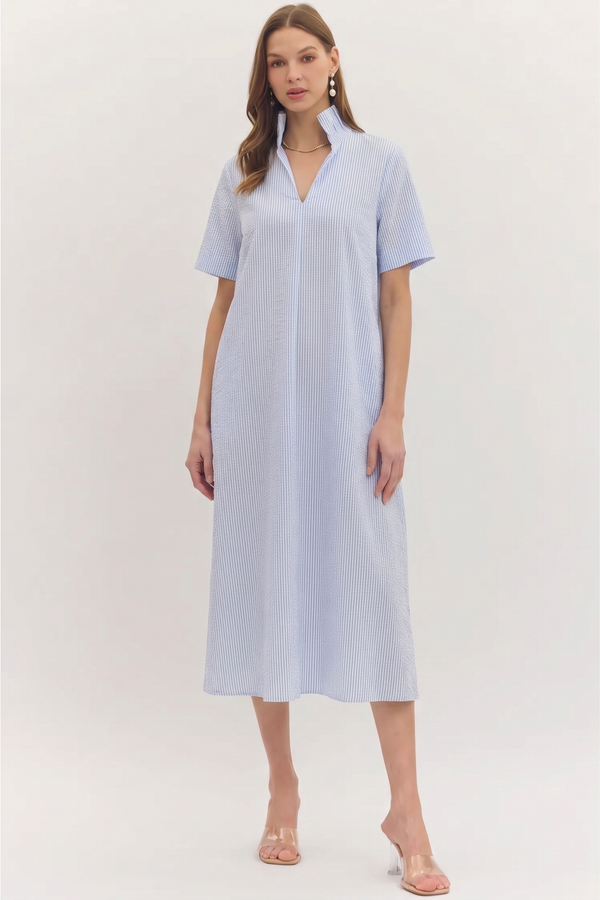 Seersucker Audrey Midi Dress