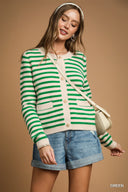 Striped Knit Button-Up Cardigan