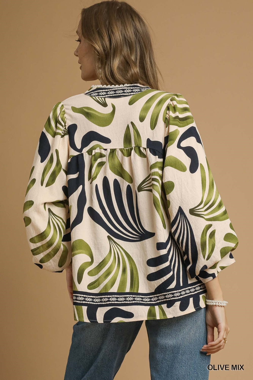 Boho Leaf Print Blouse