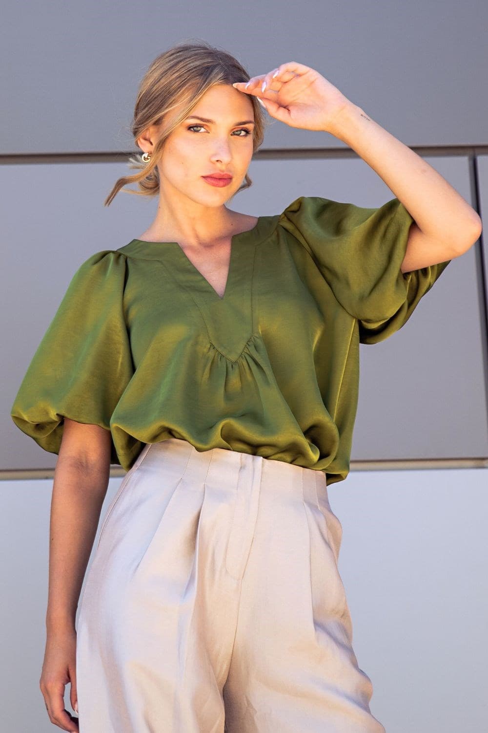 V-Neck Puff Sleeve Top