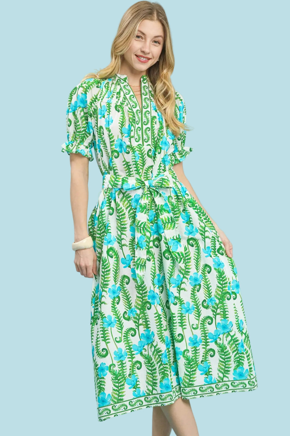 Tropical Floral Midi Dress