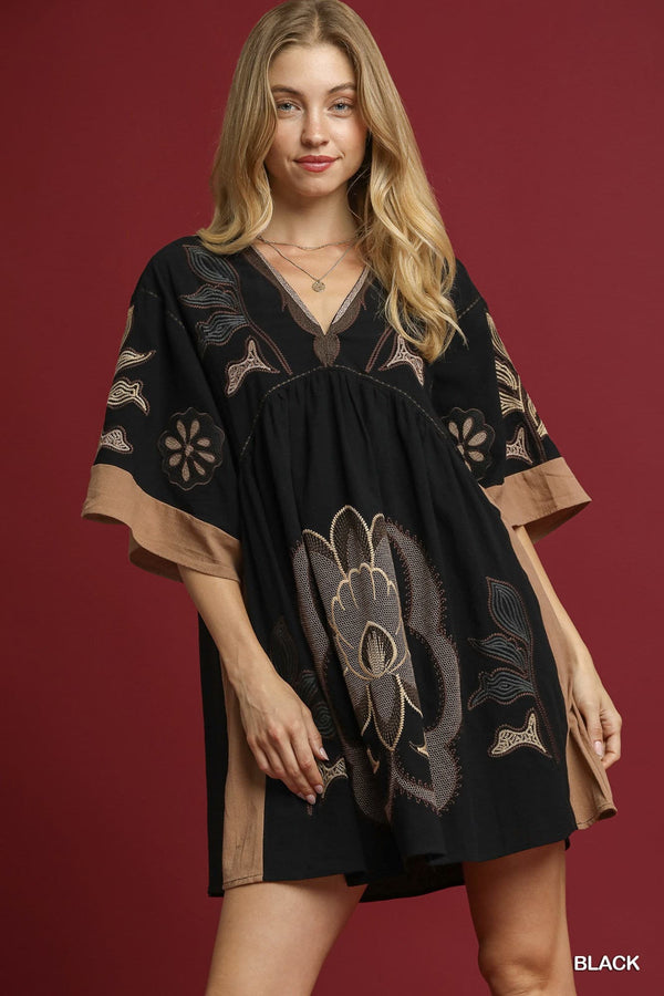 Bohemian Embroidered Kaftan Dress
