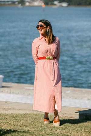 Harper Midi Dress - Red Stripe