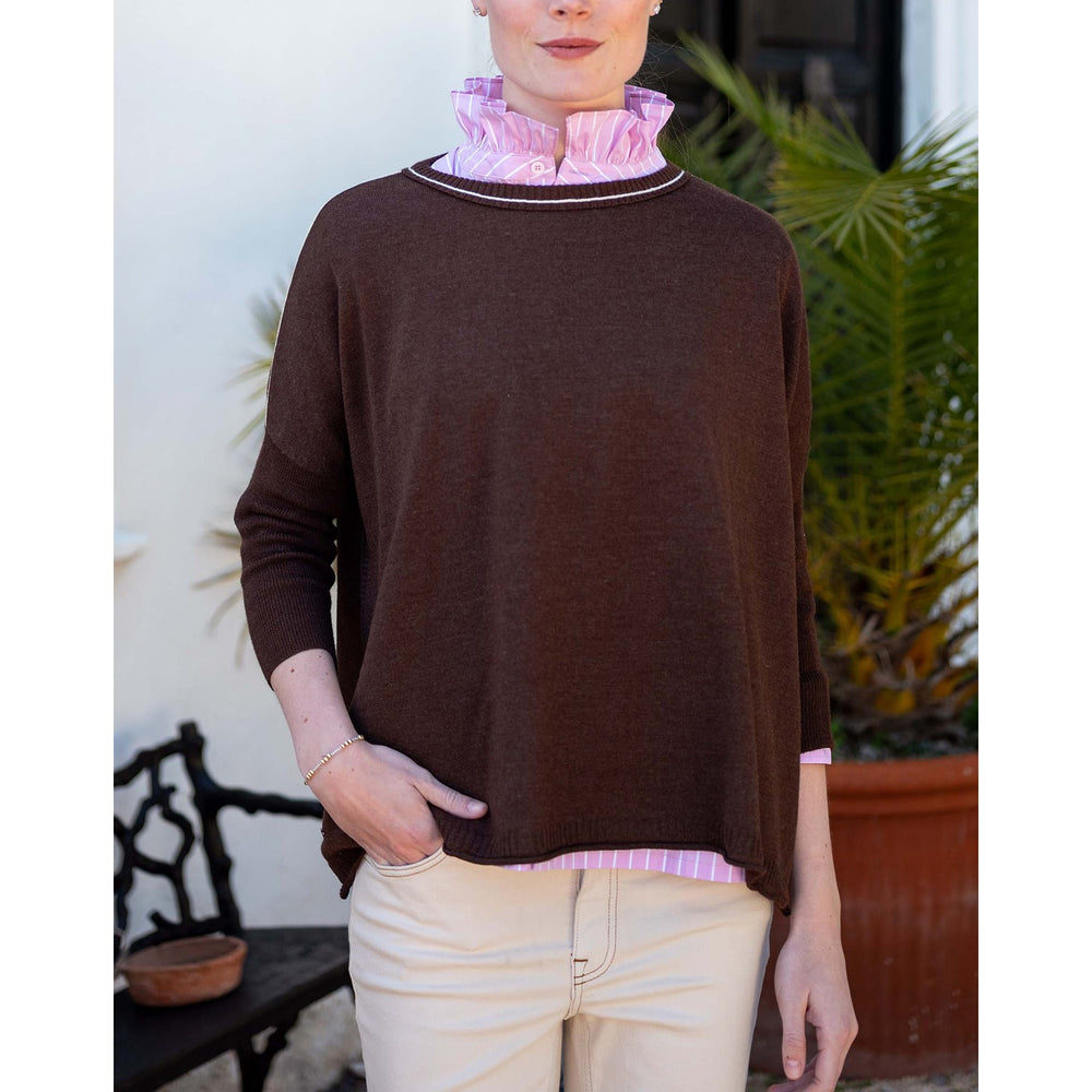 Catalina Crewneck Sweater - Coffee / Cream