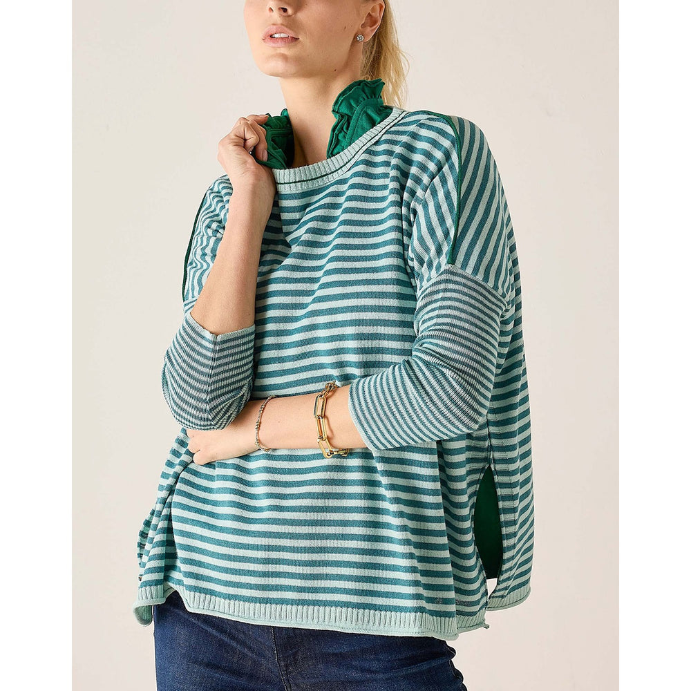 Catalina Crewneck Sweater - Deep Ocean / Rain Stripe