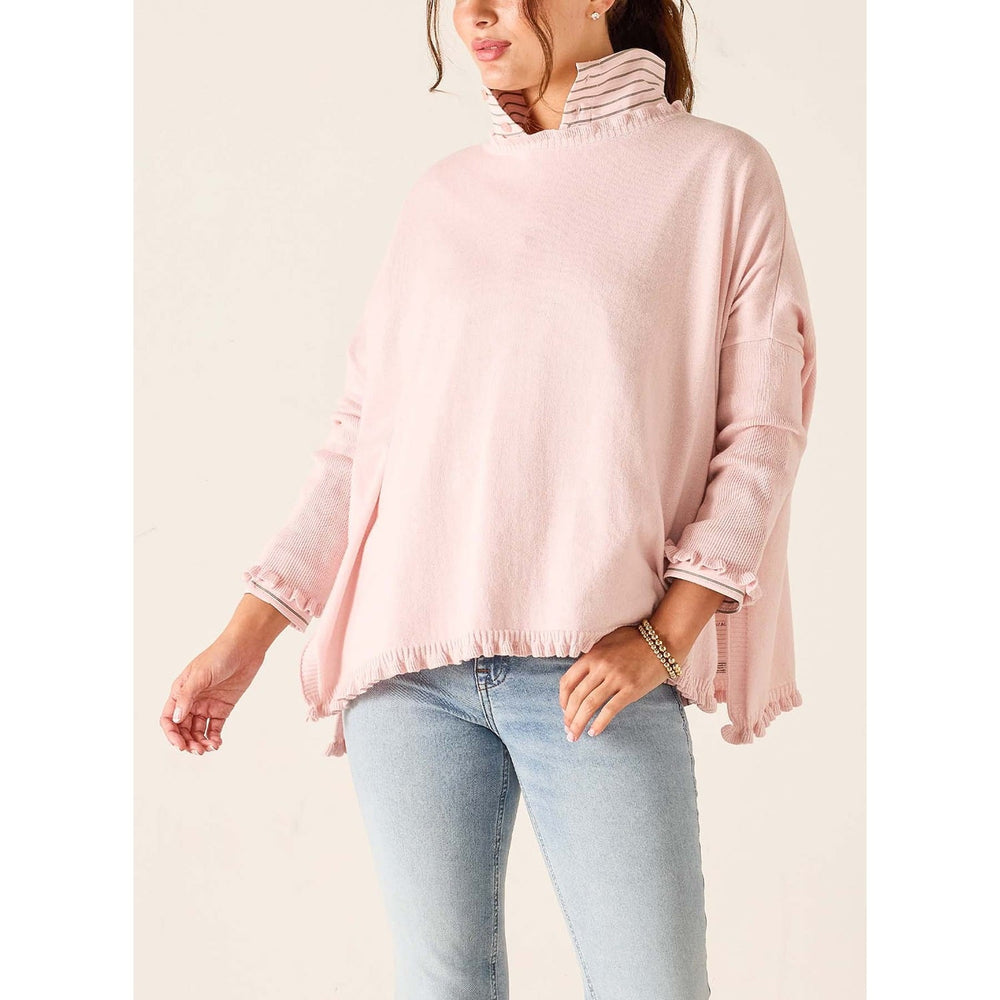 Catalina Cotton Ruffle Sweater - Rose Quartz