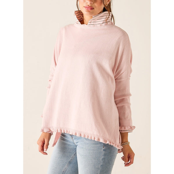 Catalina Cotton Ruffle Sweater - Rose Quartz