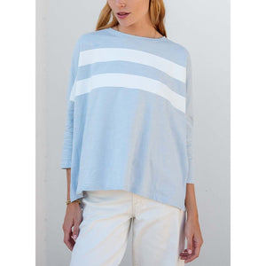 Catalina Slub Tee - Crystal + White Cali Stripe