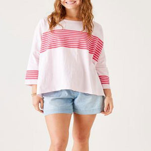 Catalina Slub Tee - Rose Quartz + Tulip Pink
