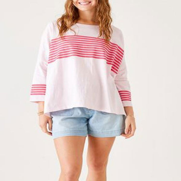 Catalina Slub Tee - Rose Quartz + Tulip Pink