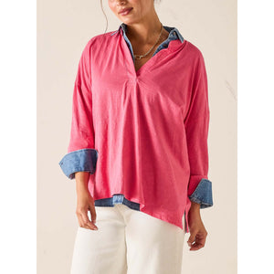Amelia Cuff Tee - Raspberry