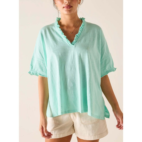 Amelia Ruffle Tee - Pale Mint