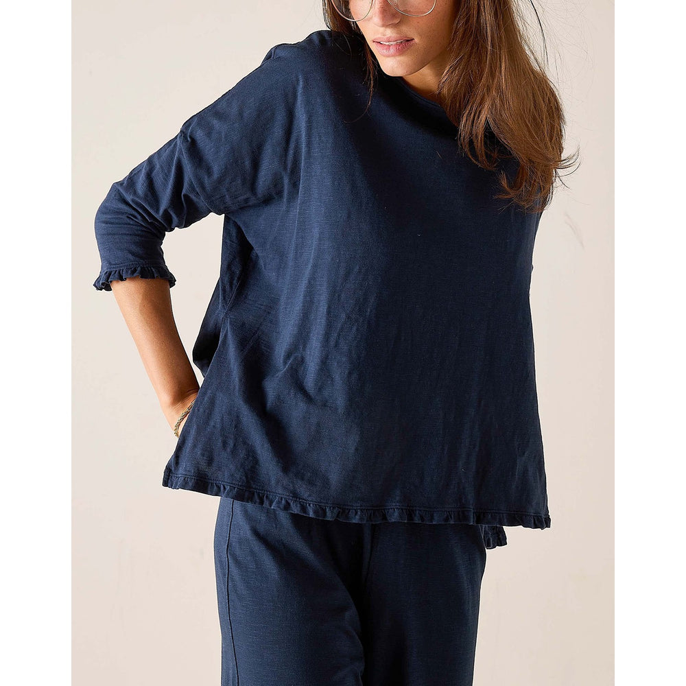 Catalina Ruffle Tee - Navy