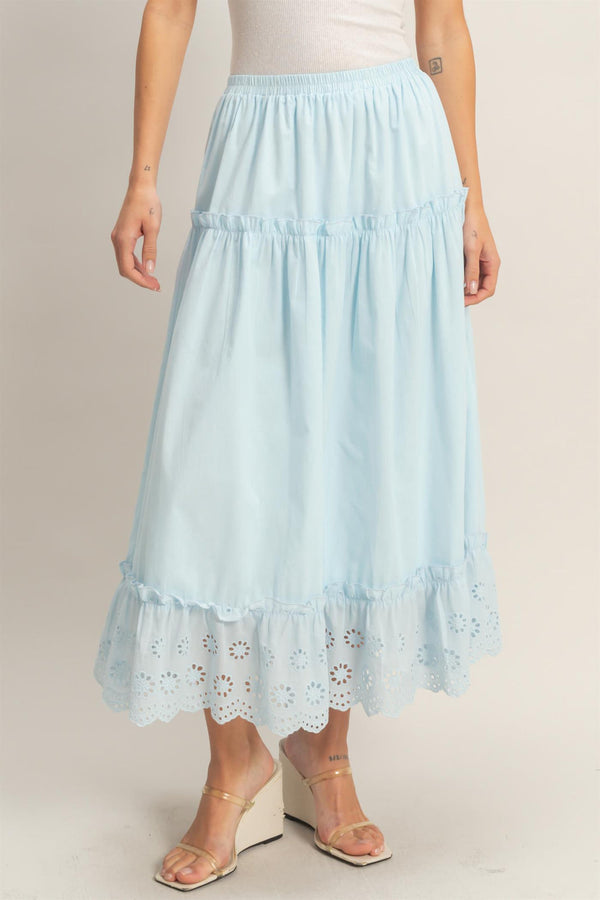 Tiered Eyelet Skirt