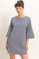 Striped Round Neck Mini Dress