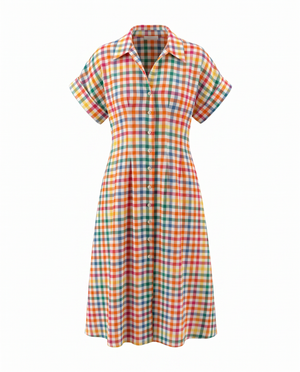 Plaid Button Down Midi Dress