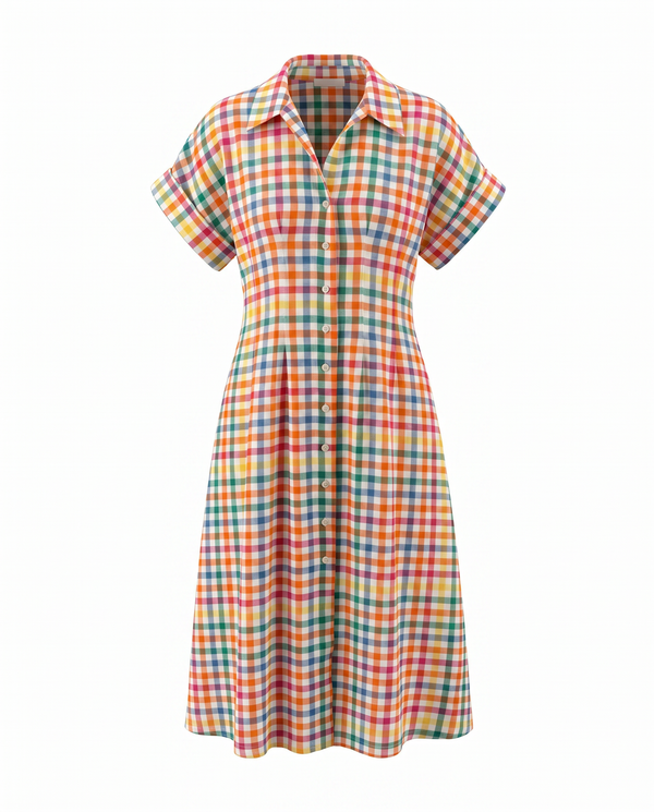 Plaid Button Down Midi Dress