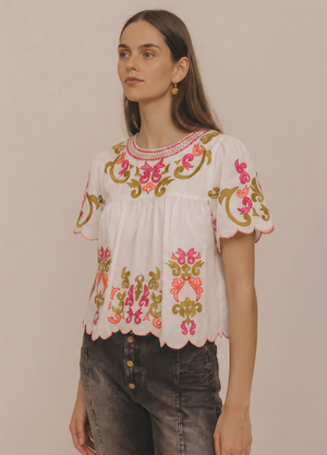 Embroidered Detail Top