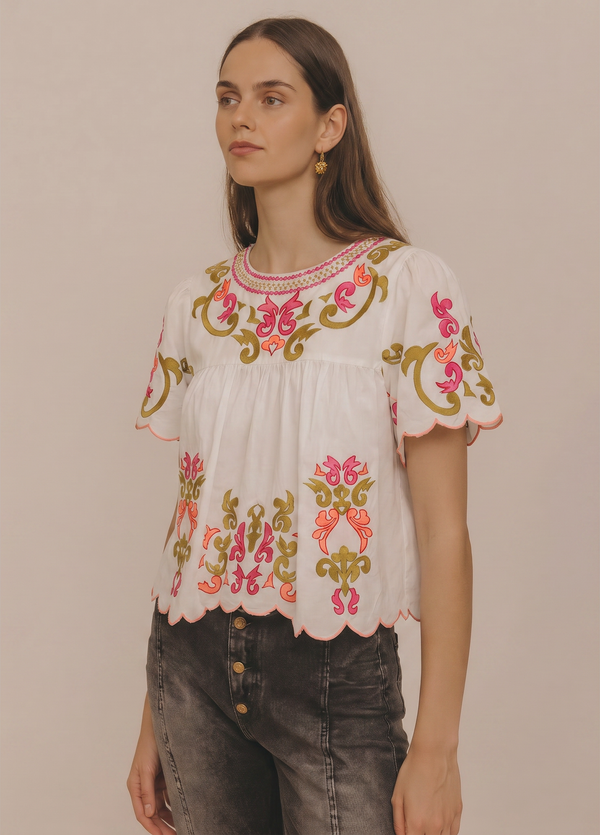 Embroidered Detail Top